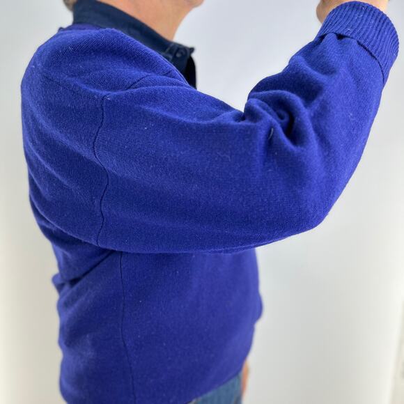 Nordstrom Wool V Neck Pullover Sweater Blue Long Sleeve Pullover - Picture 6 of 8